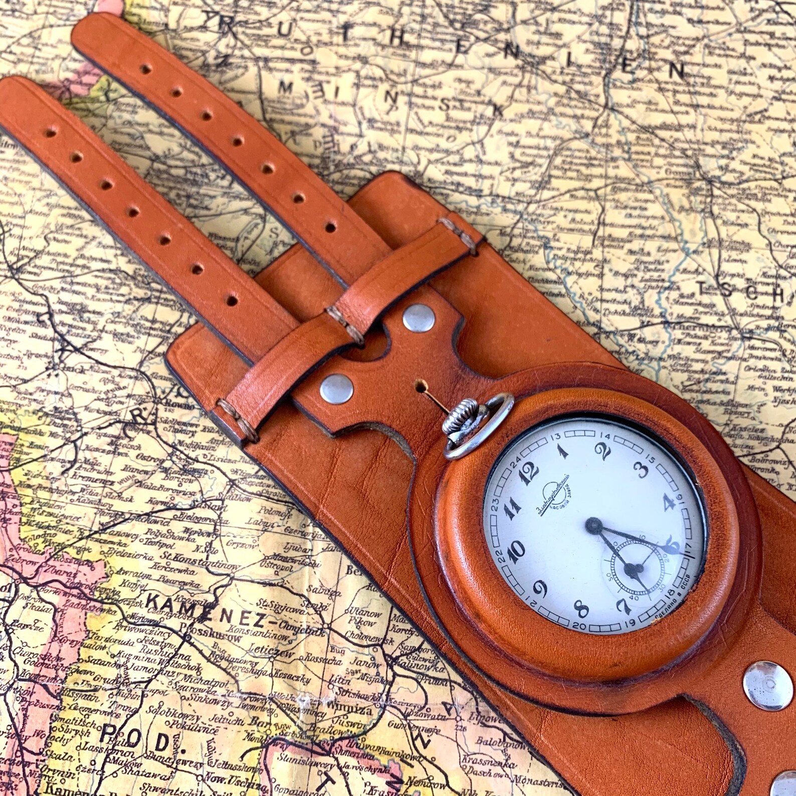 WW1 Pocket Watch Holder Strap for Pocket Watch Leather Case Etsy
