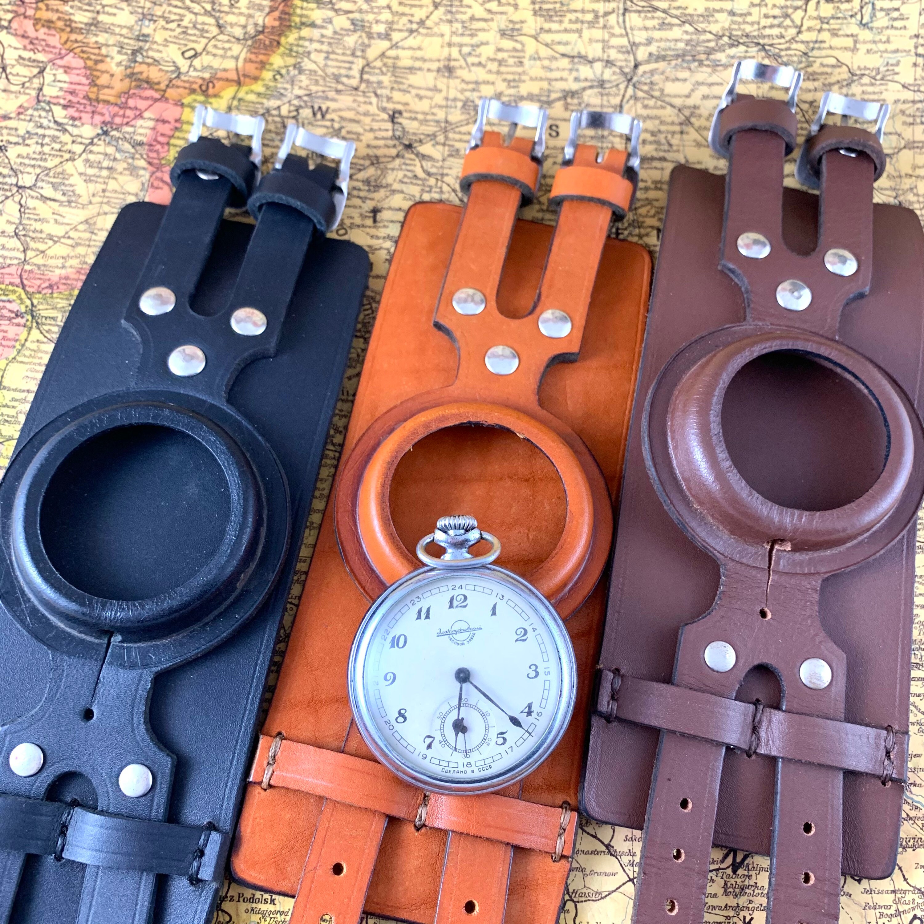 WW1 Pocket Watch Holder Strap for Pocket Watch Leather Case Etsy