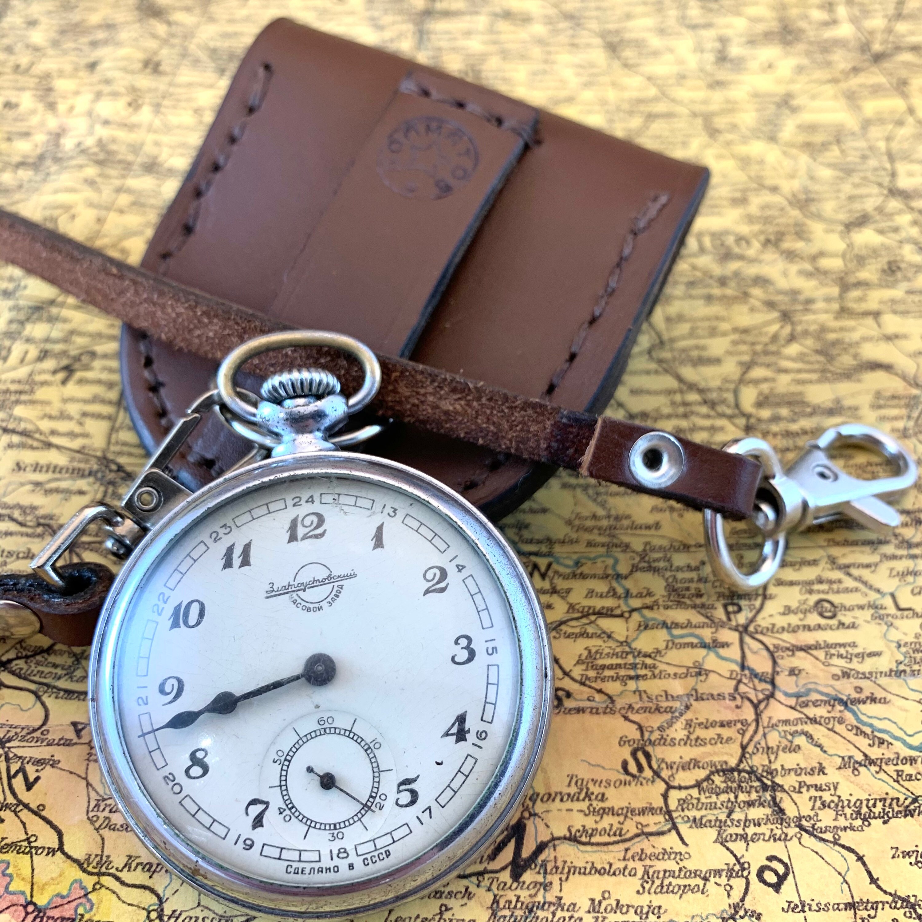 55 Mm Pocket Watch Leather Case for Pocket Watch 55 Mm Etsy