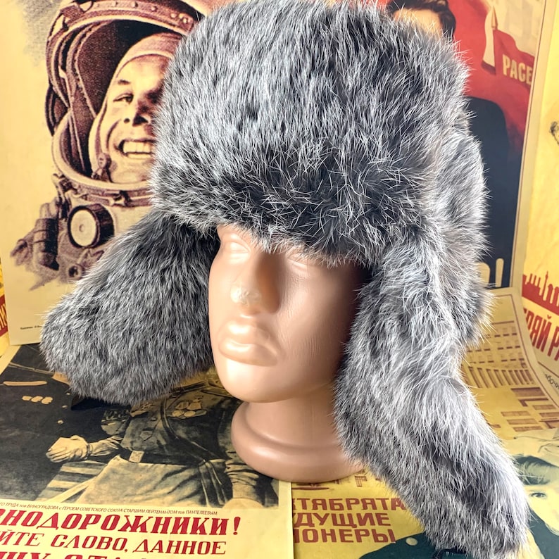 ushanka rabbit hat,real rabbit fur,winter hat size 59-60cm New rabbit hat,Russian rabbit hat