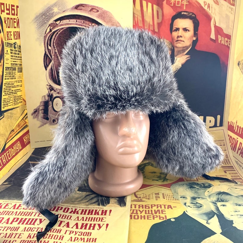 ushanka rabbit hat,real rabbit fur,winter hat size 59-60cm New rabbit hat,Russian rabbit hat