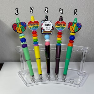 Pride beaded pens, pride pens, rainbow pens