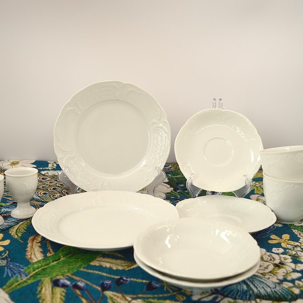 Rosenthal "Sanssouci" 2 Pers. Frühstücksservice in weiss. Tête-à-Tête