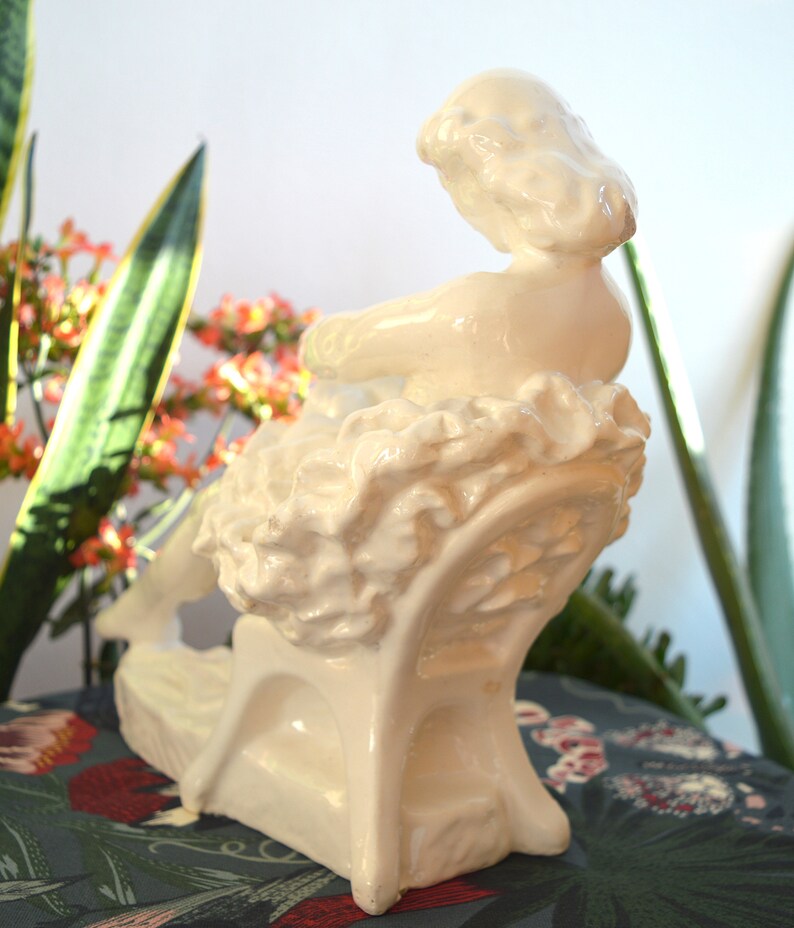 Large ceramic sculpture depicting a dancer on a chair ART NOUVEAU