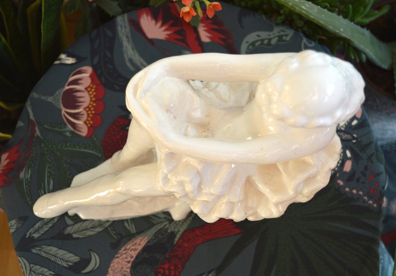 Large ceramic sculpture depicting a dancer on a chair ART NOUVEAU
