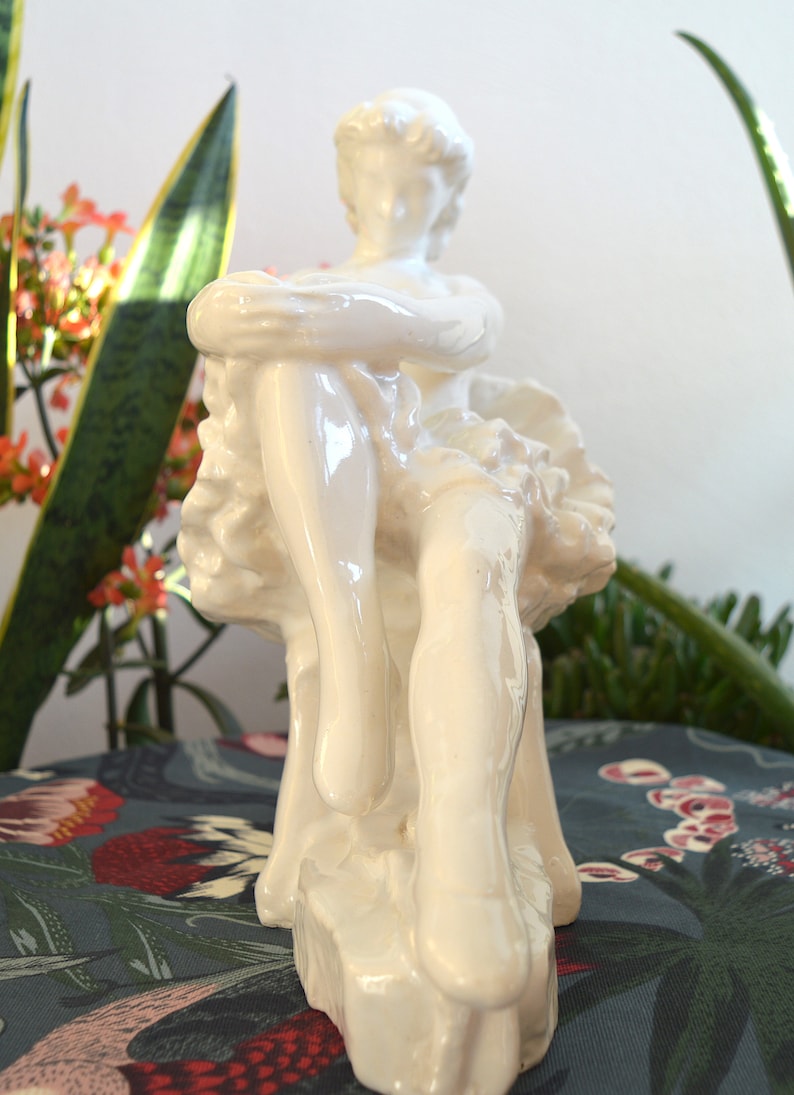Large ceramic sculpture depicting a dancer on a chair ART NOUVEAU
