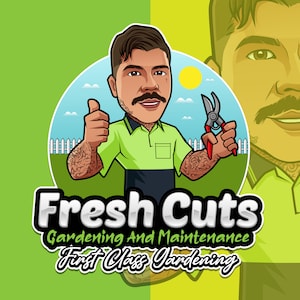 Custom Cartoon Logo, Mascot Logo, Cartoon Portrait Logo, Cartoon Character Logo, Lawn Care Logo, Landscaping Logo, Caricature Business Logo