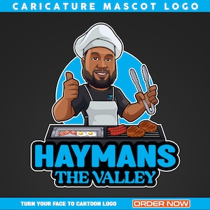 Custom Caricature Chef Logo, Portrait Logo, Avatar Logo, Restaurant Logo, Business Cartoon Logo, Digital Mascot Logo Design For Business