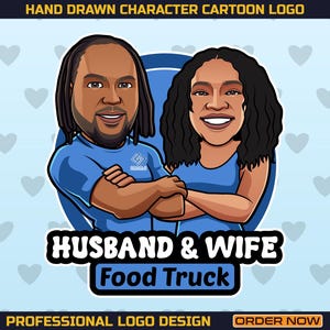 Custom Hand Drawn Cartoon Character Logo, Mascot Logo, Cartoon Logo, Portrait Logo, Cartoon Caricature Logo Design Custom For Business