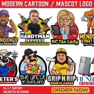 Custom Cartoon Logo Design, Mascot Character Logo, Modern Logo Creator, Caricature Business Logo Maker, Creative Graphic Logo Illustrations