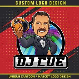 Logotipo de dibujos animados moderno personalizado, logotipo de caricatura de DJ, logotipo de retrato de músico, logotipo de avatar de productor musical, diseño de logotipo de mascota de la industria musical