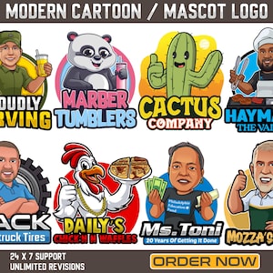 Custom Modern Mascot Logo Design, Caricature Logo, Cartoon Portrait Logo, Graphic Designer, Unique Cartoon Logo Design Custom For Business