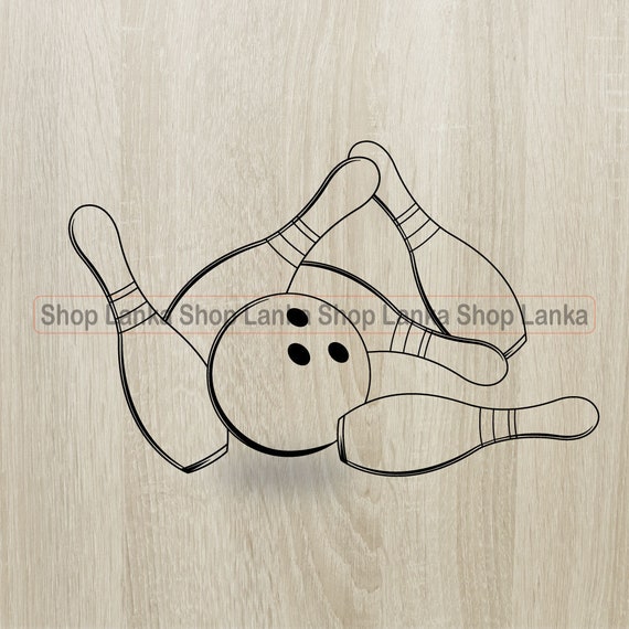 Bowling Ball And Pins Outline Svg Jpg Pdf Png Dxf Eps Etsy