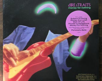 Disco de vinilo LP de Dire Straits Money For Nothing, sello promocional, pegatina promocional