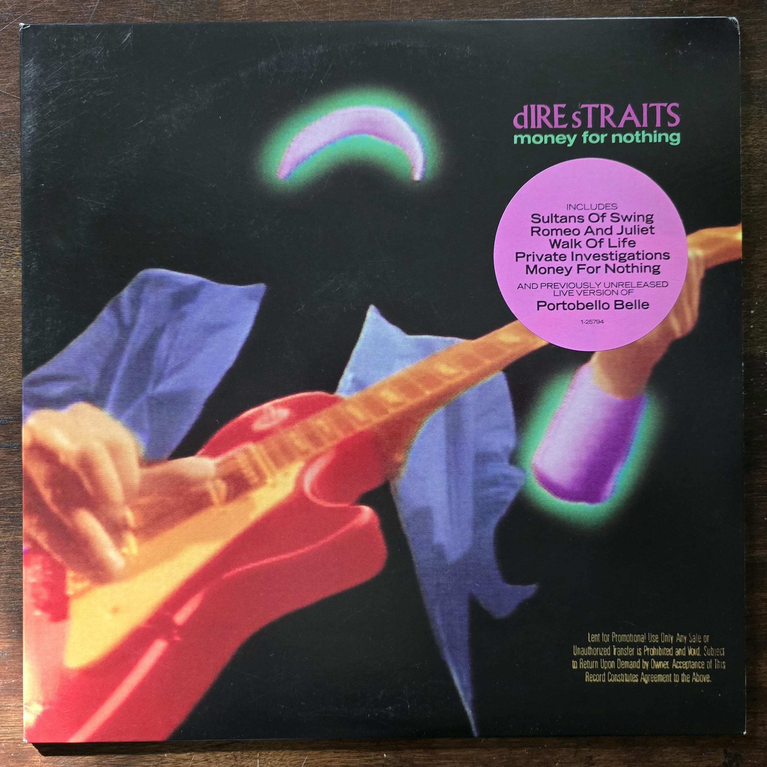 Dire Straits Money For Nothing Vinyl Record LP, Promo Stamp, Hype Sticker