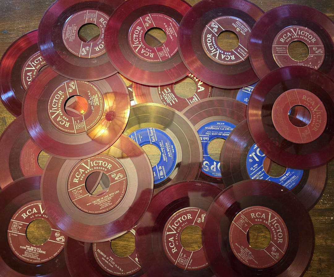 Lot of 18 Red Transparent 45 Rpm Records Craft Art 7