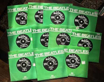 Colección de sencillos de 45 rpm de los Beatles (Reino Unido) con fundas en vinilo - Lote de 11 sencillos vintage de pop rock