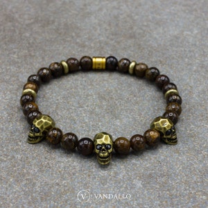 Bracelet for men Beaded bracelet Broncita, Bracelet for women, Elastic bracelet, Skull bracelet, Gift for men image 1