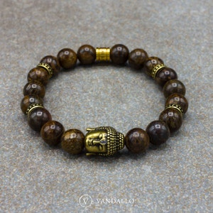 Men&#39;s Bracelet - Beaded Bracelet - Bronzite, Women&#39;s Bracelet, Stretch Bracelet, Buddha Bracelet, Gift for Men