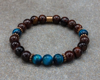 Bracelet for men - Beaded bracelet - Tiger's eye, Women's bracelet, Elastic bracelet, Ethnic bracelet, Gift for men