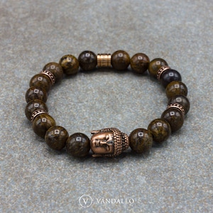 Men&#39;s Bracelet - Beaded Bracelet - Bronzite, Women&#39;s Bracelet, Stretch Bracelet, Buddha Bracelet, Gift for Men
