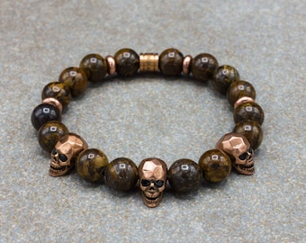 Bracelet for men - Beaded bracelet - Broncita, Bracelet for women, Elastic bracelet, Skull bracelet, Gift for men