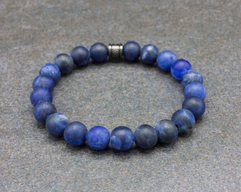 Bracelet for men - Beaded bracelet - Blue sodalite, Women's bracelet, Elastic bracelet, Blue bracelet, Gift for men