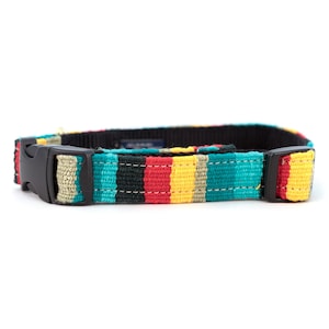 a tail we could wag Dog Collar made in the USA with Handwoven Fabric from Guatemala
