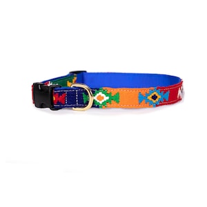 a tail we could wag God&#39;s Eye Multi dog collar handwoven fabric from Guatemala
