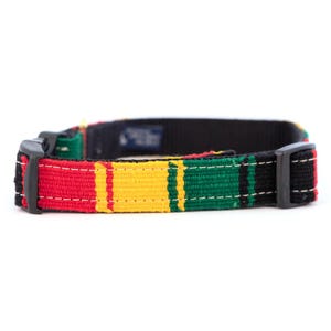 a tail we could wag Rasta dog collar handwoven fabric from Guatemala