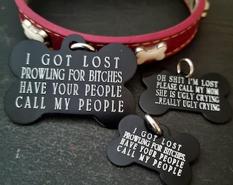 Etiquetas de Mascotas Personalizada I Got Lost etiqueta identificación de perro - personalizadas - información en la parte posterior