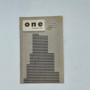 One, Inc. Magazine November 1965 Adult / Gay / Gay Art / Gay Interest / Gay History