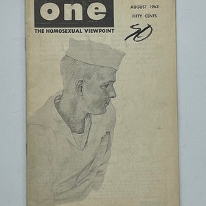 One, Inc. Magazine August 1963 Adult / Gay / Gay Art / Gay Interest / Gay History