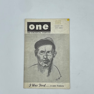 One, Inc. Magazine August 1961 Adult / Gay / Gay Art / Gay Interest / Gay History