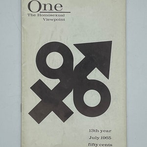 One, Inc. Magazine July 1965 Adult / Gay / Gay Art / Gay Interest / Gay History