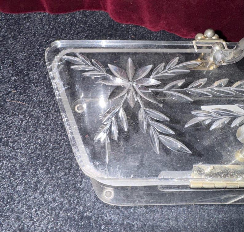 Small Rectangular Purse 50s Carved Lucite Box Purse - Etsy