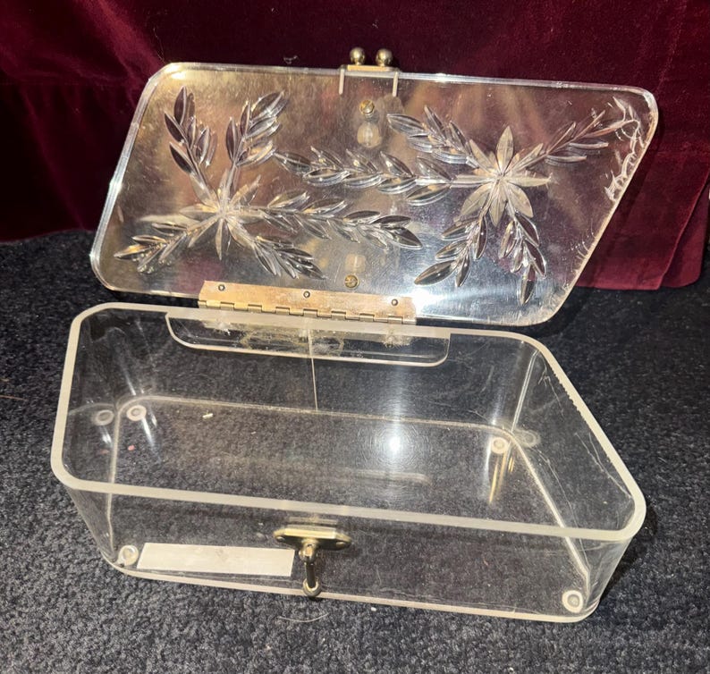 Small Rectangular Purse 50s Carved Lucite Box Purse - Etsy