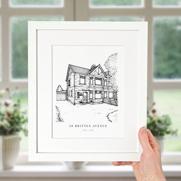 Custom Hand Drawn House Line Drawing | Custom Portrait From Photo | Keepsake Gift for Housewarmings, Couples, Friends & Wedding Anniversary