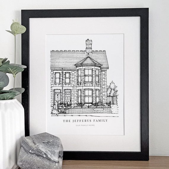 Hand-Drawn House Sketch, Housewarming Gift, New Home Gift, Custom House Portrait, House Drawing From Photo, Personalised Gifts for Couples