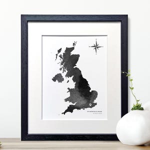 Gepersonaliseerd nieuw huiscadeau, gepersonaliseerde kaartafdruk, housewarmingcadeau, eerste huiscadeau, cadeau voor koppels, cadeaus voor vrienden, zwart en wit