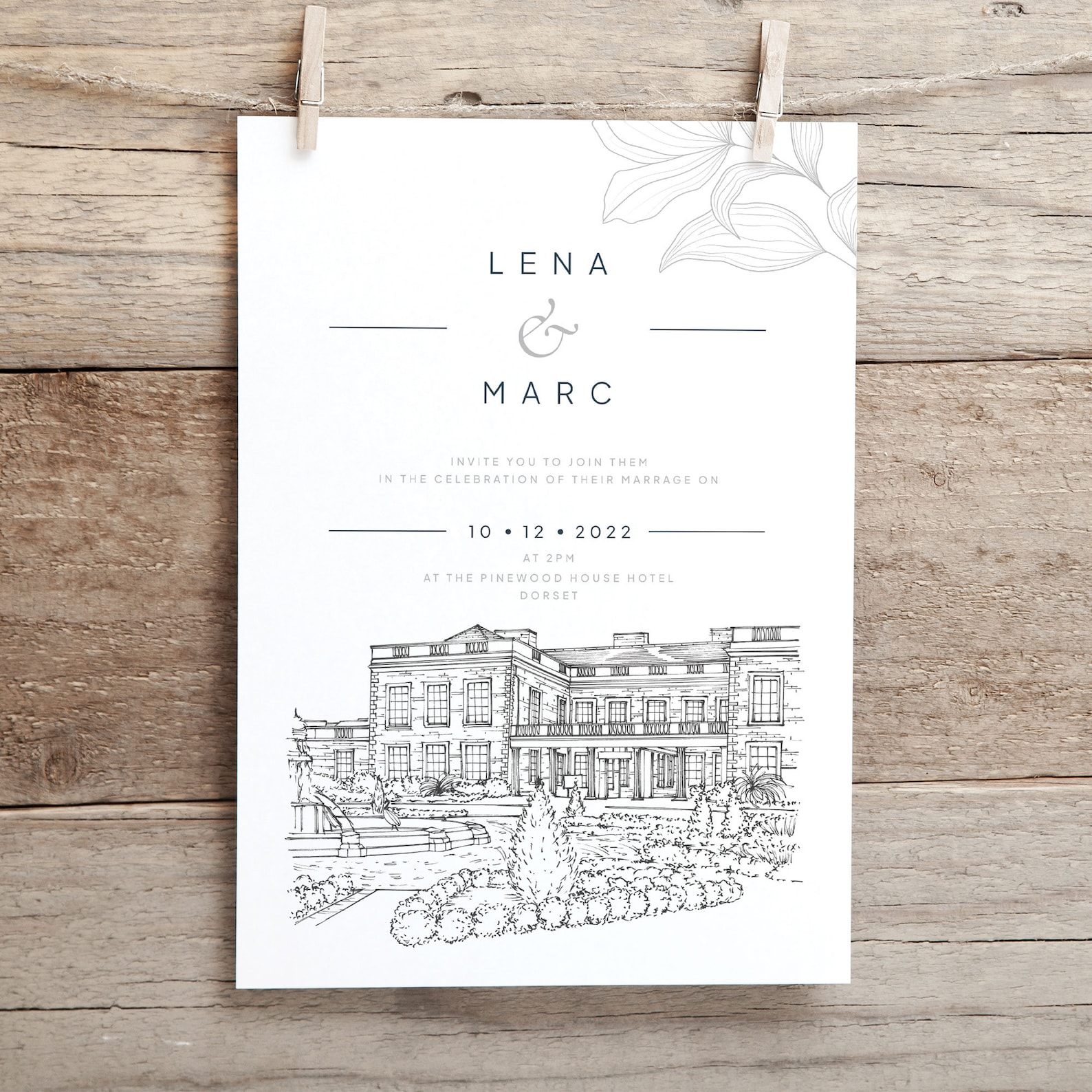 Custom Hand Drawn Wedding Venue Drawing for Invitations | Custom ...