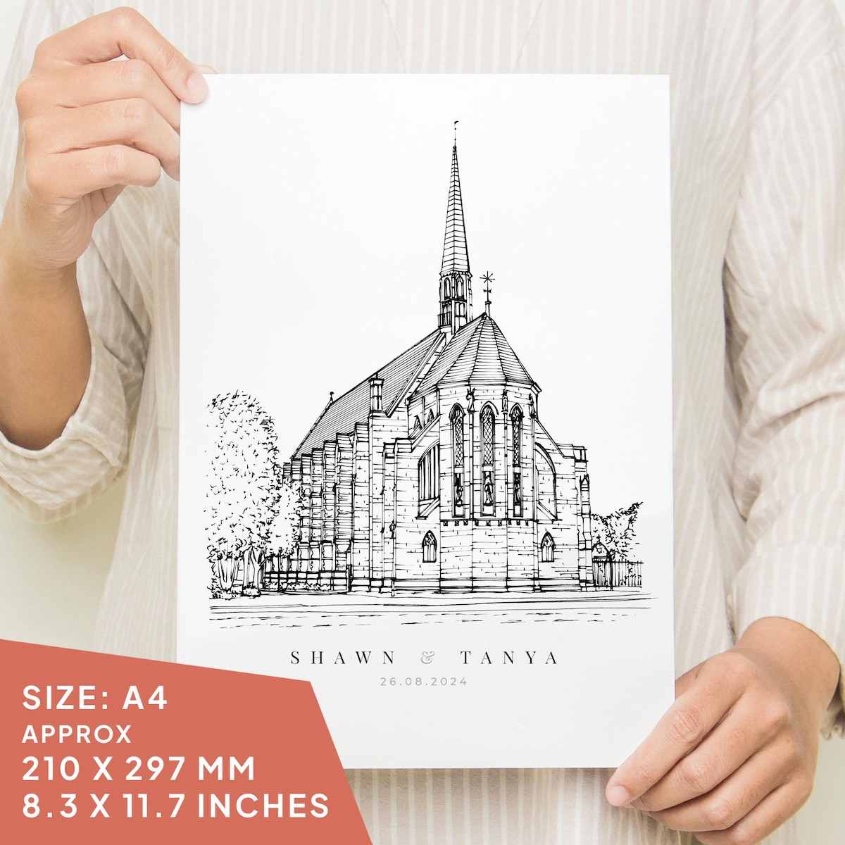Custom Hand Drawn Wedding Venue Line Portrait | Custom Drawing From Photo | Keepsake Gift for Friends, Couples, Weddings and Anniversary - Etsy