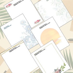 Puede incluir: Un conjunto de tarjetas de invitación blancas con diseños florales y geométricos. Cada tarjeta presenta el texto "USTED ESTA INVITADO (A) CONMEMORAR LA MUERTE DE JESUS" en negro. Los diseños incluyen flores de acuarela y detalles dorados.