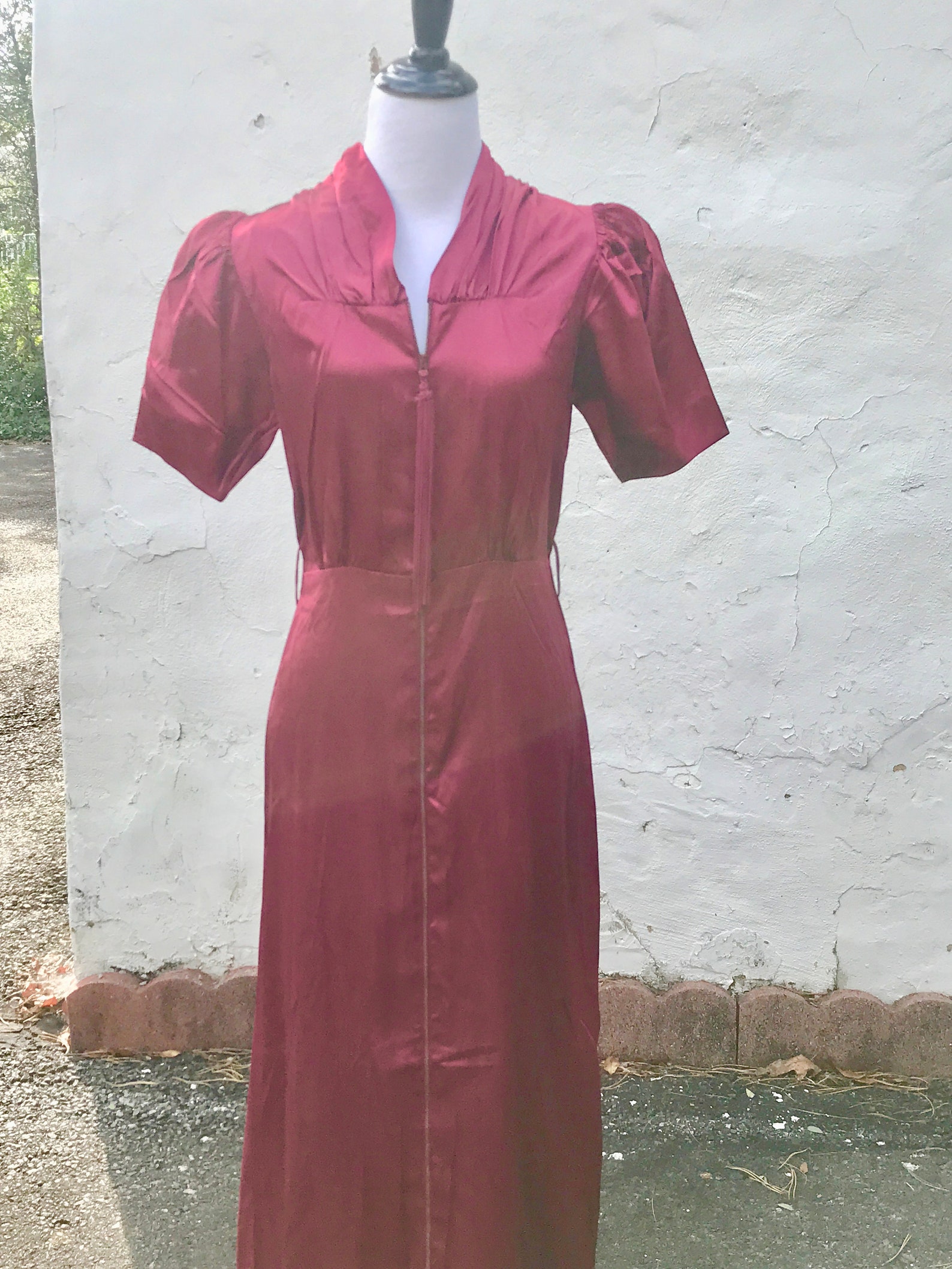 Vintage 1940s Red Wind Liquid Satin Caftan robe hostess gown | Etsy