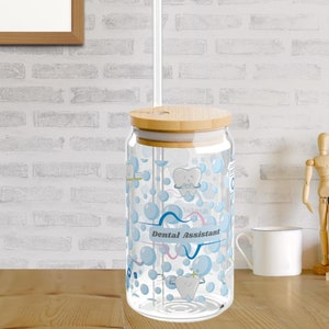 Dental Assistant Sipper Glass, 16oz - Tooth Cup Office Gift Graduation Gift, Dental Gift