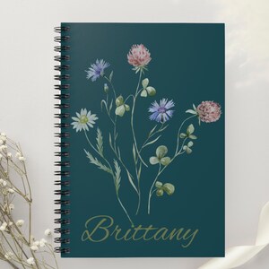 Wildflower Personalized Journal, Custom Notebook for Women, Personalized Diary, Mother&#39;s Day Gift, Healing Diary, Floral Notebook