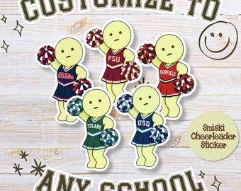 Custom College Smiski Sticker | Cute University Sticker | Personalized School Mascot Decal | Laptop & Water Bottle Sticker