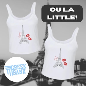 Ou La Little, Eiffel Tower Sorority Reveal Shirts // Paris Big & Little Reveal Shirts // Trendy Sorority Big Little Baby Tees and Tanks