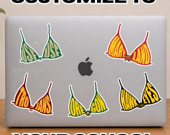 Custom College Bikini Top Sticker | Personalized University Sticker | Game Day Aesthetic | Sorority Gift | Laptop Water Bottle Decal