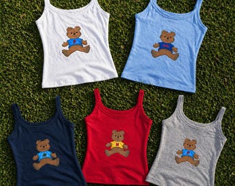 Teddy Bear Tank Top, College Game Day Apparel, Sorority Y2K Camisole